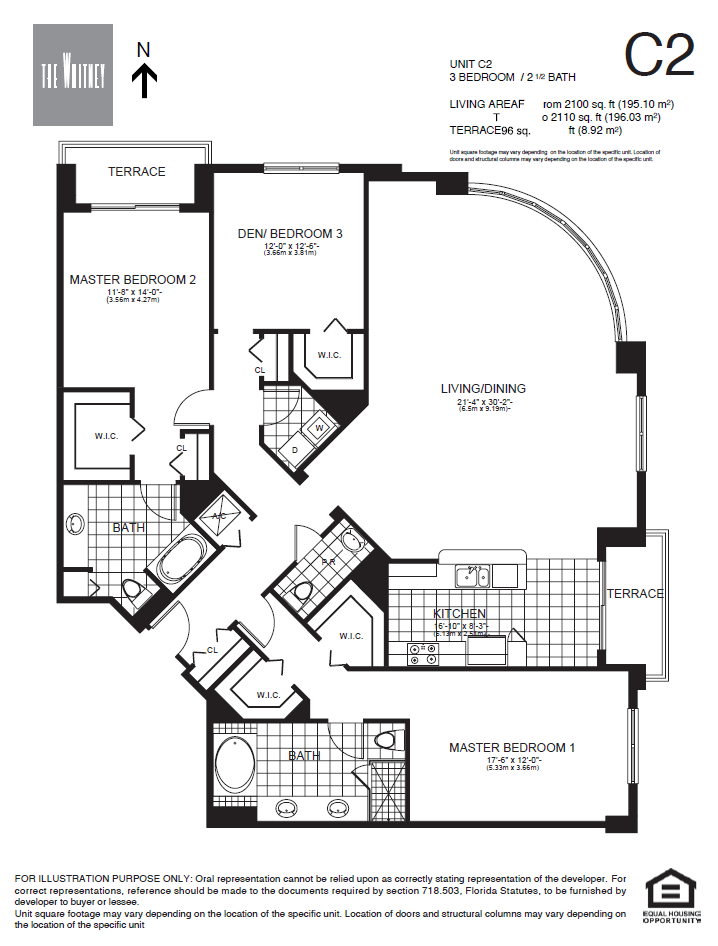 Floor plan for 3 beds, 2.5 baths, 2007 sqft
